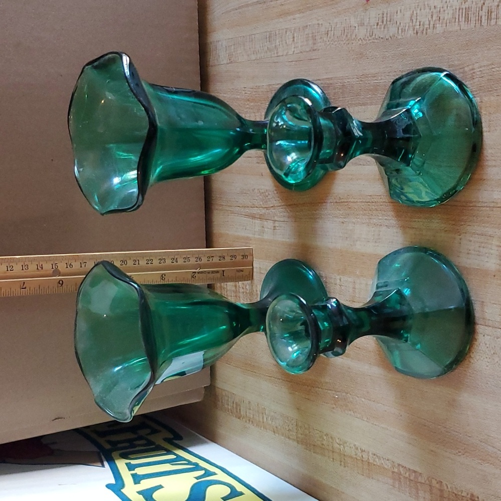 Vintage Turquoise Soda Shop Parfait Glass pair, Anchor Hocking - Picture 1 of 2